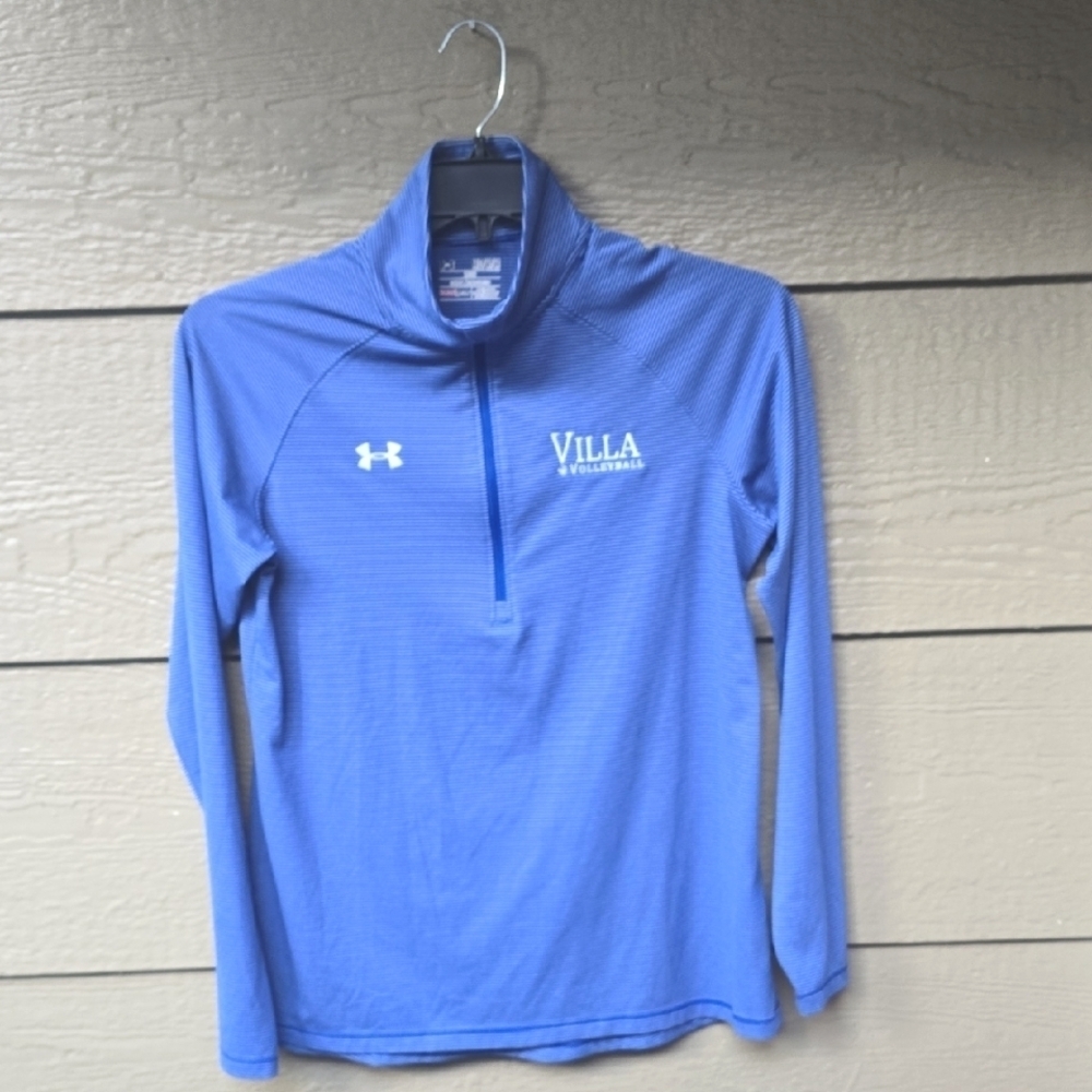 Under Armor Heat Gear Blue Stripe Quarter Zip Medium Villa Volleyball